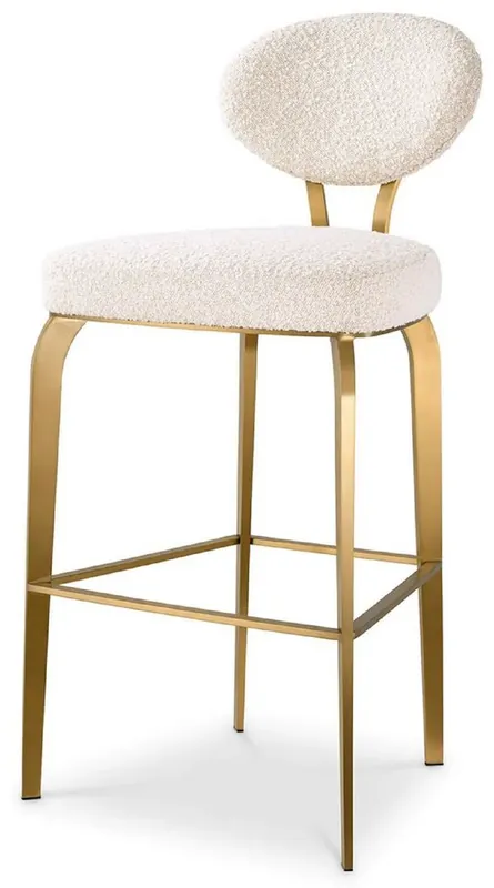 Mega-Angebot Casa Padrino sedia bar di lusso crema / ottone 50 x 55 x A. 106 cm - Sgabello bar imbottito - Mobile bar - Mobile di lusso - Qualità di lusso