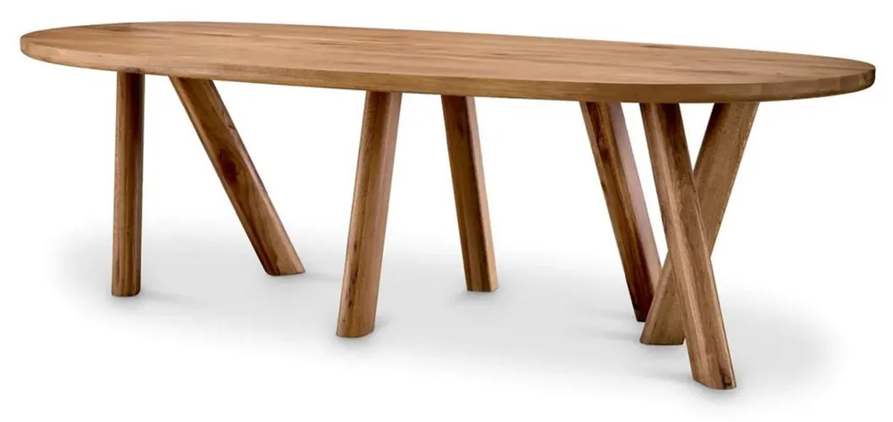 Direktkauf Casa Padrino tavolo da pranzo di lusso marrone 259 x 109 x A. 76,5 cm - Tavolo da cucina ovale con piano in rovere massello - Mobili sala da pranzo - Mobili di lusso