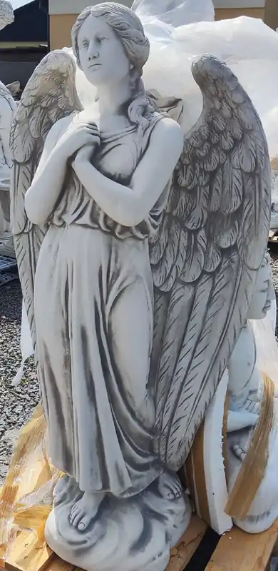 Jetzt Bestellen Casa Padrino Scultura Art Nouveau del Giardino Angelo Grigio A. 140 cm - Elegante Figura Decorativa da Giardino in Pietra - Accessori per la Decorazione del Giardino in Stile Barocco e Art Nouveau