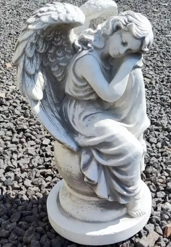 Kracherpreis Casa Padrino Scultura Art Nouveau del Giardino Angelo su Palla Grigio A. 39 cm - Elegante Figura Decorativa da Giardino in Pietra - Accessori per Decorazione del Giardino Art Nouveau