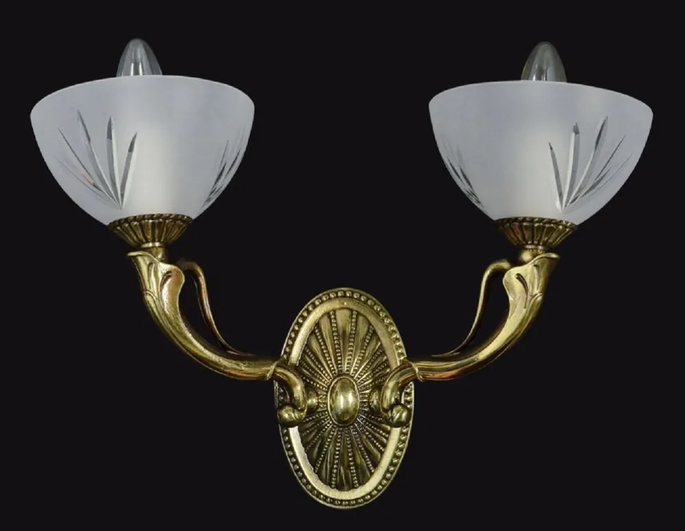 Highlight Casa Padrino lampada da parete doppio di lusso oro / bianco 42 x 18 x A. 28 cm - Lampada da parete in metallo in stile barocco con paralumi in vetro - Luci barocche - Nobile e magnifico