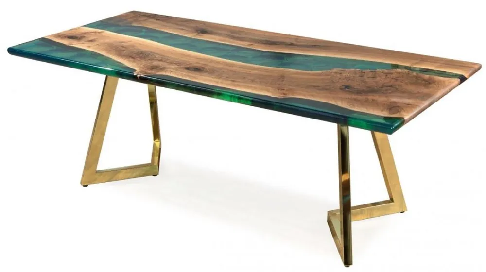 Kracherpreis Casa Padrino tavolo da pranzo di lusso marrone / verde / oro 210 x 100 x A. 76 cm - Tavolo da cucina con resina epossidica - Mobili sala da pranzo - Mobili in resina epossidica - Mobili di lusso