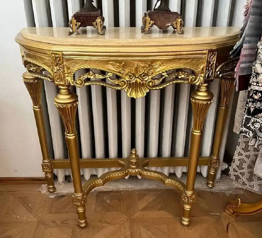 Highlight Casa Padrino consolle barocco oro / crema - Consolle in legno massello fatta a mano con piano in marmo - Consolle in stile antico - Mobili in stile barocco - Nobile e magnifico