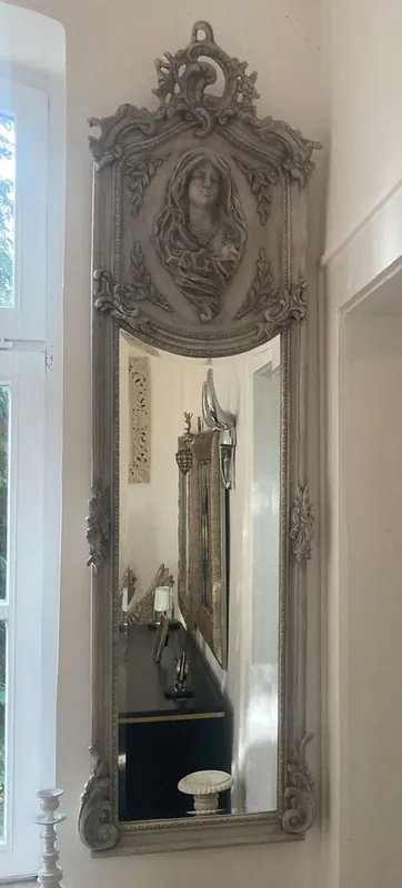 Casa Padrino specchio barocco Madonna grigio - Specchio da parete in stile antico fatto a mano - Specchio per guardaroba - Specchio per soggiorno - Mobili barocchi Neue Kollektion