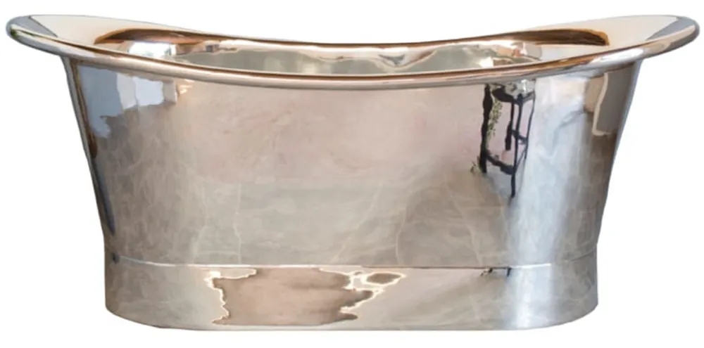 Casa Padrino vasca da bagno in rame Art Nouveau di lusso argento cromato 170 x 71 x A. 71 cm - Vasca da bagno retrò autoportante - Mobili da bagno in rame rustici Kracherpreis
