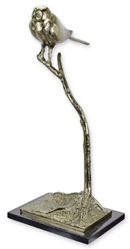 Preiswert Casa Padrino scultura decorativa di lusso in alluminio uccello su ramo argento / nero 25,8 x 25,5 x A. 54,8 cm - Figura decorativa in alluminio con base in marmo - Decorazione scrivania