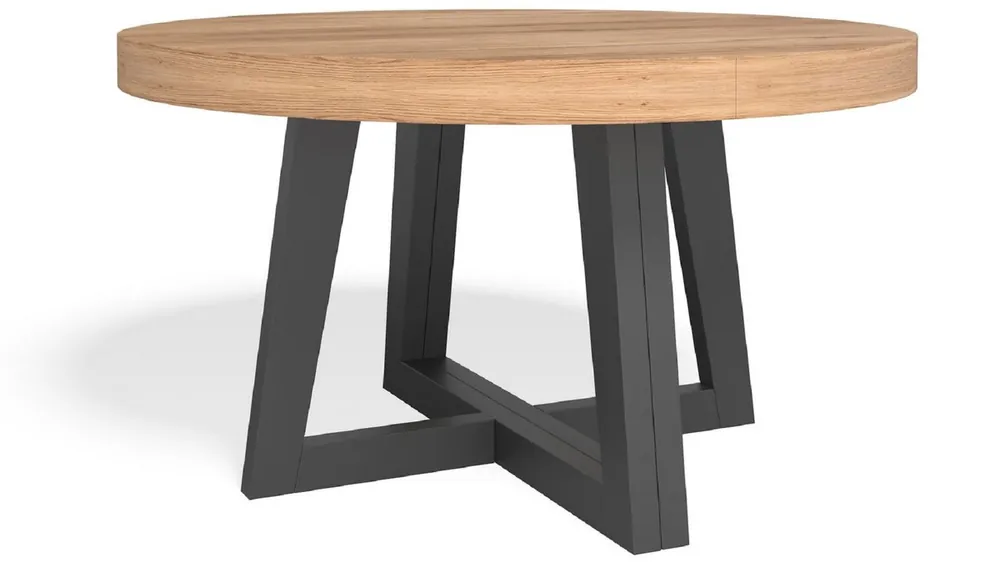 Sonderaktion Casa Padrino tavolo da pranzo di lusso naturale / nero 140-320 x 140 x A. 77 cm - Tavolo rotondo allungabile in legno massello - Mobili per sala da pranzo - Mobili per ufficio - Mobili di lusso