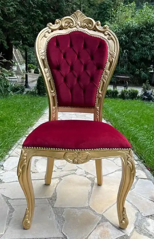 Sale Casa Padrino sedia da pranzo barocco di lusso bordeaux rosso / oro - Sedia in stile antico fatta a mano con pregiato tessuto in velluto - Magnifico mobile per sala da pranzo in stile barocco