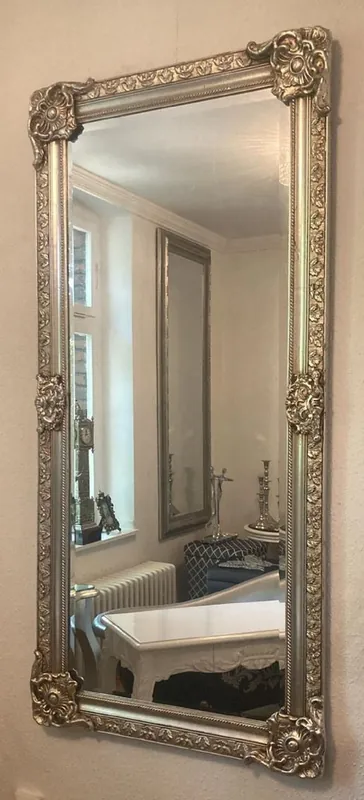 Casa Padrino specchio barocco argento - Specchio da parete rettangolare in stile barocco - Specchio per guardaroba barocco fatto a mano - Magnifici mobili barocchi - Interni barocchi Schneller Versand
