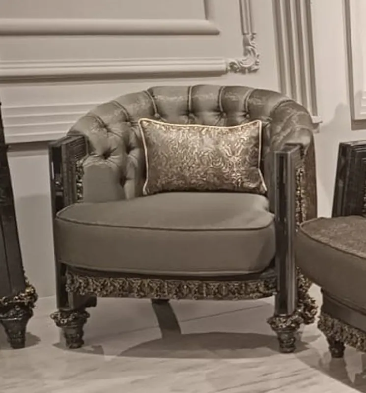 Echt Casa Padrino poltrona da soggiorno barocco di lusso grigio / oro - Magnifica poltrona in stile barocco - Mobili da soggiorno di lusso in stile barocco - Mobili barocchi