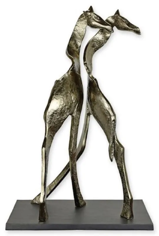 Saisonangebot Casa Padrino scultura decorativa di lusso in alluminio giraffe argento / nero 42,3 x 22,4 x A. 64,2 cm - Figura decorativa astratta in alluminio - Decorazione scrivania