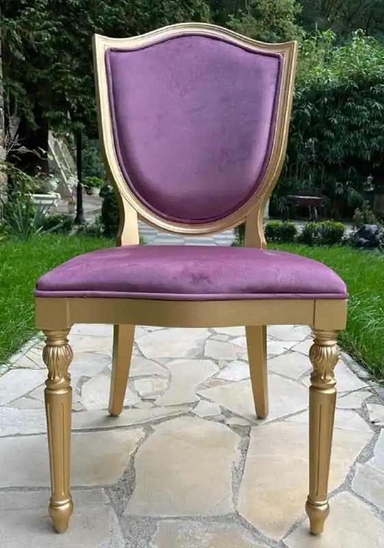 Casa Padrino sedia da pranzo Art Deco di lusso in velluto viola / oro - Sedia in legno massello Art Deco - Mobili per sala da pranzo Art Deco - Mobili di lusso in stile Art Déco Schnäppchen