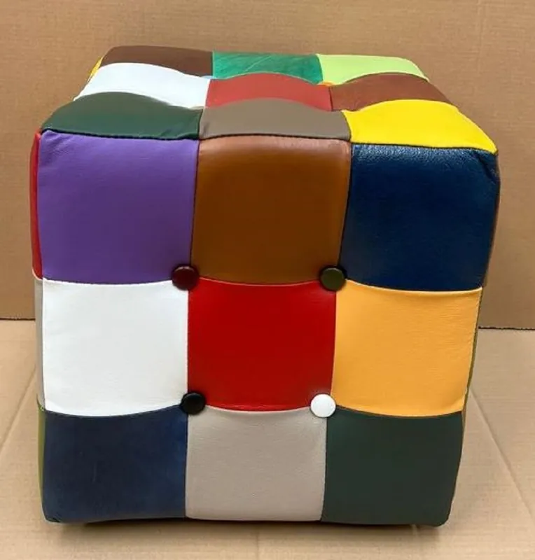 Sichere Zahlung Casa Padrino Sgabello Chesterfield di Lusso in Pelle Colorato 40 x 40 x A. 40 cm - Poggiapiedi in Vera Pelle - Sgabello Cubo in Vera Pelle - Mobili in Vera Pelle - Mobili di Lusso