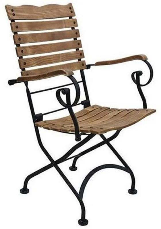 Expressversand Casa Padrino sedia da giardino Art Nouveau con braccioli marrone / nero 60 x 40 x A. 92 cm - Sedia da giardino pieghevole - Mobili Gastronomia e da Giardino Barocco e Art Nouveau