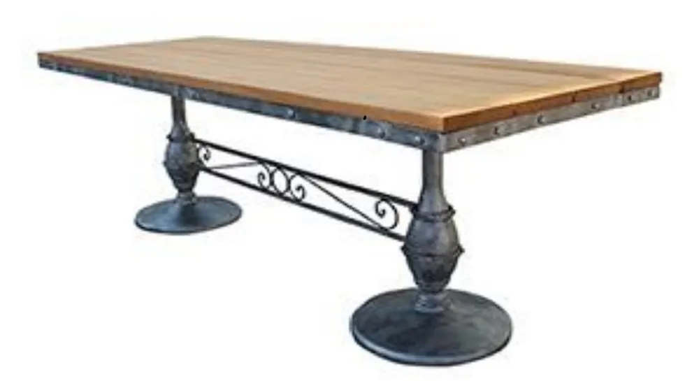 Letzte Chance Casa Padrino tavolo da pranzo da giardino art nouveau marrone / nero 180 x 80 x A. 76 cm - Tavolo da giardino rettangolare con piano in legno massello - Gastronomia e arredamento da giardino