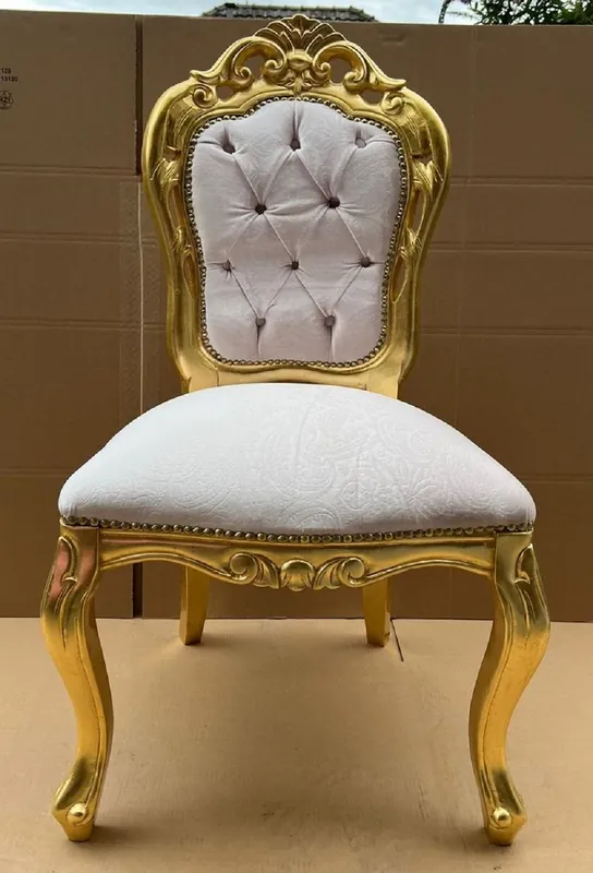 Casa Padrino sedia da pranzo barocco di lusso grigio / oro - Sedia in stile barocco fatta a mano con motivo - Mobili per sala da pranzo in stile barocco - Mobili barocchi Sichere Zahlung