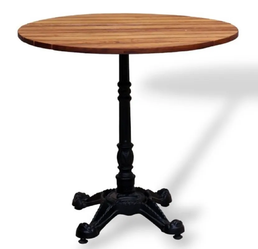 Casa Padrino Tavolo da pranzo da giardino in stile industriale marrone scuro / nero 70 x A. 76 cm - Tavolo da giardino rotondo con piano in legno massello - Arredo ristorante e giardino Neue Ware