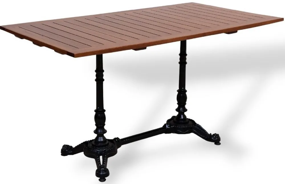 Casa Padrino Tavolo da pranzo da giardino in stile industriale marrone scuro / nero 140 x 80 x A. 76 cm - Tavolo da giardino con piano in doghe di legno massiccio - Arredamento da giardino Garantierte Lieferung