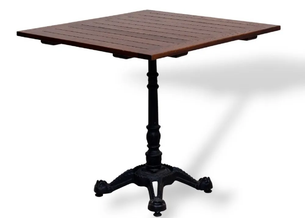 Sofort Bestellen Casa Padrino Tavolo da pranzo da giardino in stile industriale marrone scuro / nero 70 x 70 A. 76 cm - Quadrato con piano in legno massiccio a doghe - Mobili in stile industriale