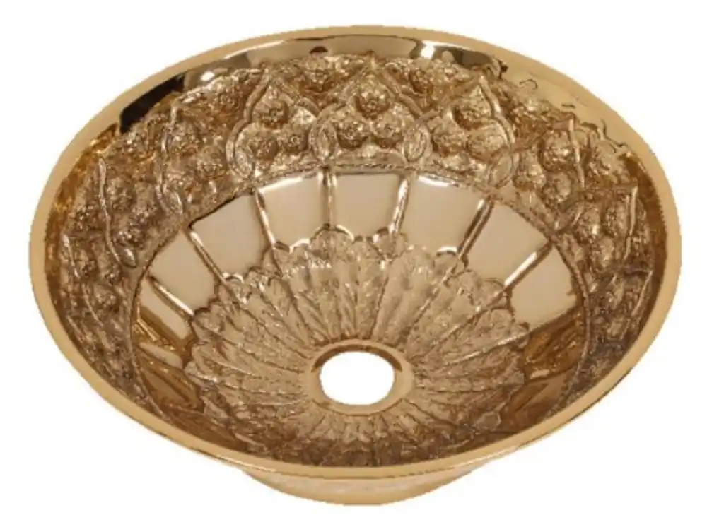 Rabatt Casa Padrino lavabo Art Nouveau di lusso oro rosa Ø 41,5 x A. 15,5 cm - Lavabo rotondo in ottone retrò - Accessori per il bagno - Accessori per il bagno Art Nouveau di lusso