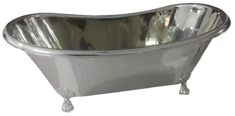 Top-Preis Casa Padrino vasca da bagno in rame Art Nouveau di lusso argento / argento cromato 170 x 72 x A. 71 cm - Vasca da bagno retrò autoportante - Mobili da bagno in rame rustici