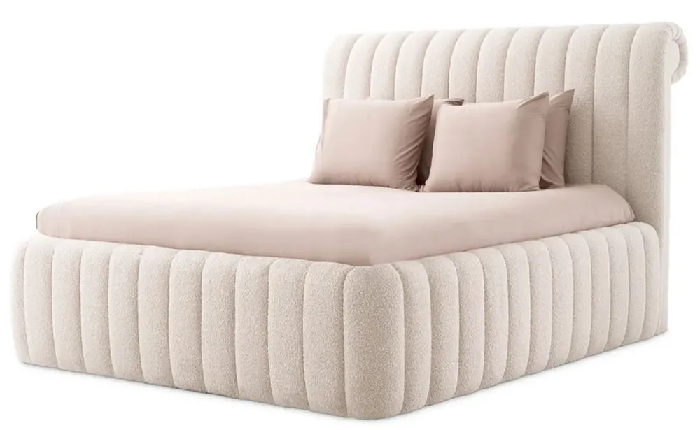 Casa Padrino letto matrimoniale di lusso crema 210 x 266 x A. 155 cm - Letto in legno massello con testiera - Mobili per camera da letto - Mobili hotel - Mobili di lusso - Interni di lusso Direktkauf