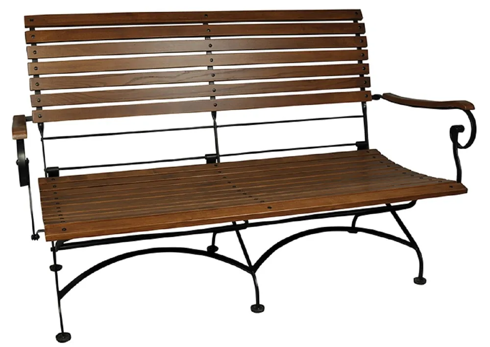 Bestpreis Casa Padrino Panchina da giardino in stile liberty marrone scuro / nero 150 x 62 x A. 96 cm - Panchina da giardino pieghevole - Mobili da giardino in legno e ferro - Mobili da giardino barocchi