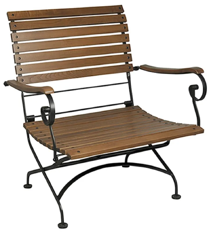 Casa Padrino Sedia da giardino Art Nouveau Marrone scuro / Nero 86 x 62 x A. 96 cm - Sedia da giardino pieghevole - Mobili da giardino in legno e ferro - Mobili da giardino barocchi e liberty Finale Aktion