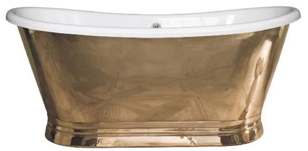 Billig Casa Padrino vasca da bagno Art Nouveau di lusso in rame oro / bianco 170 x 72 x A. 71 cm - Vasca da bagno retrò autoportante - Mobili da bagno in rame rustici