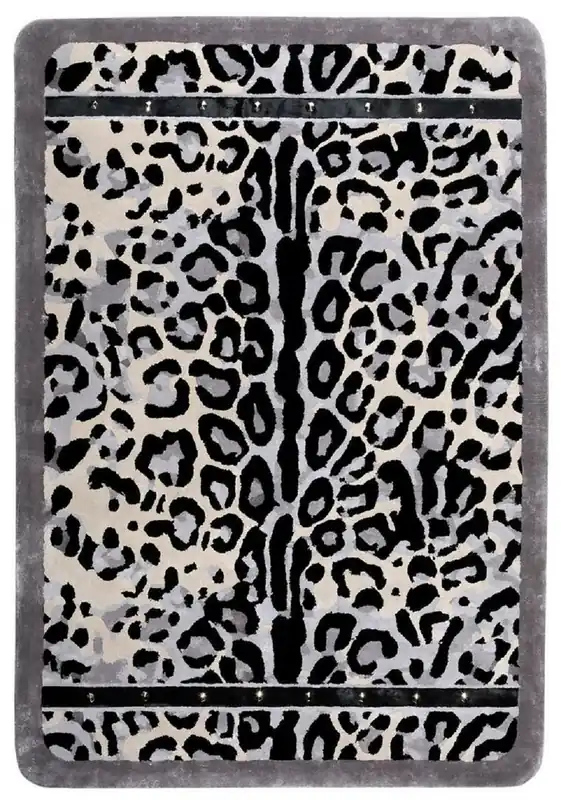 Casa Padrino tappeto di lusso con disegno leopardato grigio / crema / nero 160 x 230 cm - Tappeto rettangolare per soggiorno - Tappeto moderno per camera da letto - Qualità di lusso Bestseller