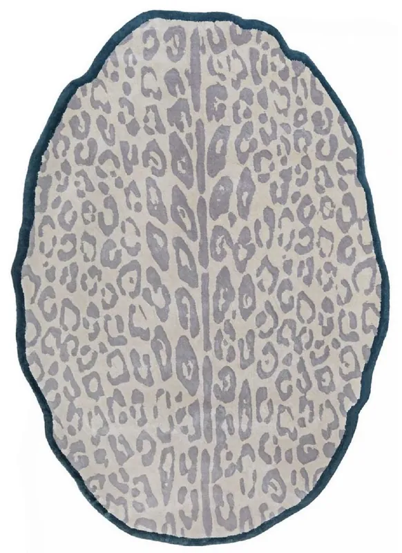 Casa Padrino tappeto di lusso in viscosa con disegno leopardato grigio / crema / nero 160 x 230 cm - Tappeto da soggiorno ovale - Tappeto moderno per camera da letto - Qualità di lusso Mega-Angebot