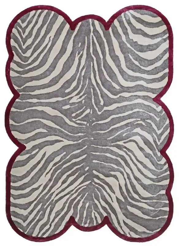 Preisknaller Casa Padrino tappeto di lusso in viscosa con disegno zebrato grigio / crema / rosso 160 x 230 cm - Tappeto da soggiorno - Tappeto moderno per camera da letto - Qualità di lusso