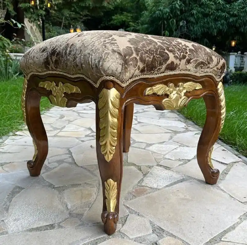 Pompöös di Casa Padrino sgabello barocco di lusso marrone / oro - Sgabello Barocco Pompöös disegnato da Harald Glööckler - Mobili Barocchi Pompöös Bestseller