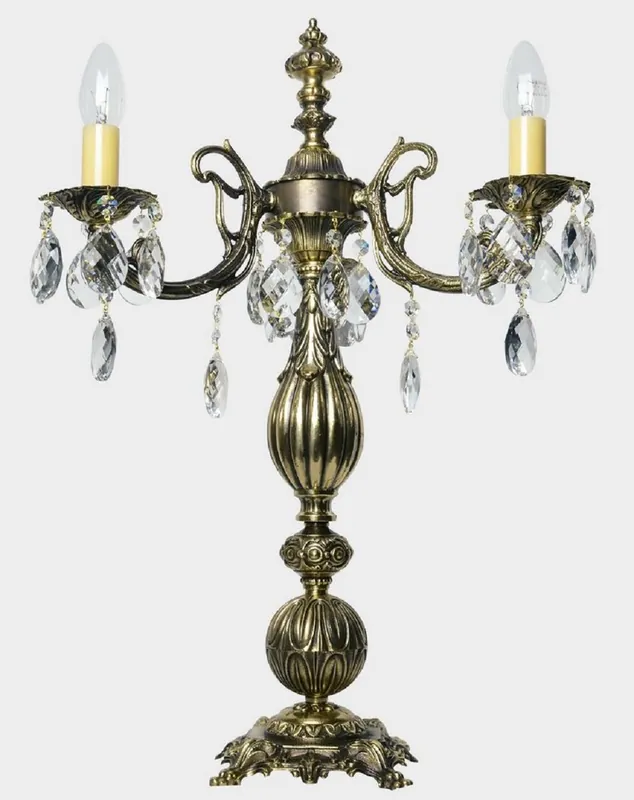 Casa Padrino lampada da tavolo barocco di lusso in cristallo oro antico Ø 40 x A. 60 cm - Magnifica lampada da scrivania in ottone con vetro di cristallo di Boemia - Luci di cristallo barocche Top-Seller