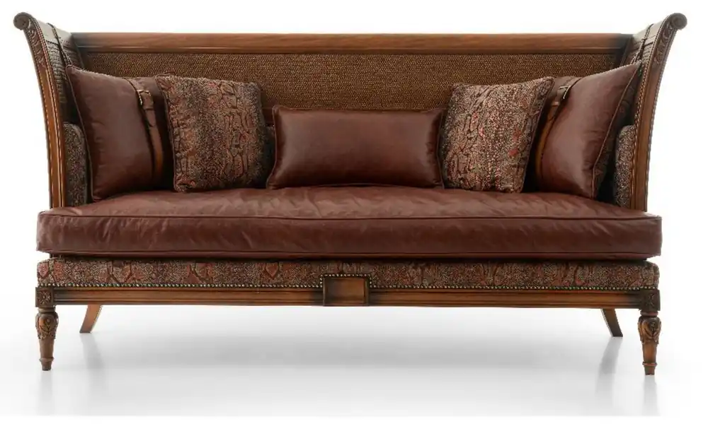 Casa Padrino divano in pelle barocco di lusso marrone - Magnifico divano in stile barocco con vera pelle di alta qualità - Mobili da soggiorno di lusso in stile barocco - Mobili barocco in pelle Expressversand