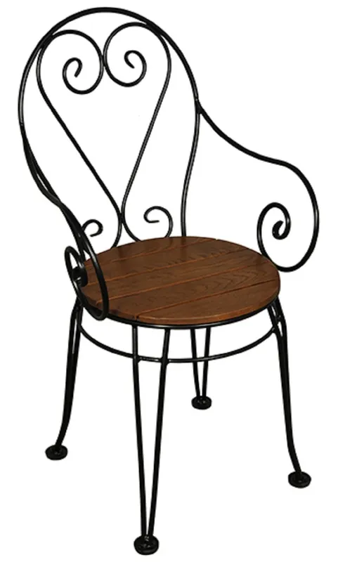 Casa Padrino sedia da giardino Art Nouveau nero / marrone scuro 40 x 40 x A. 92 cm - Sedia da giardino nostalgica con braccioli - Mobili da giardino e patio in ferro battuto nostalgico Art Nouveau Sale