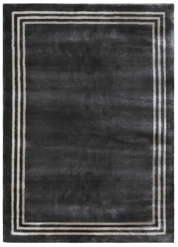 Sonderangebot Casa Padrino tappeto di lusso in viscosa nero / grigio 160 x 230 cm - Tappeto rettangolare per soggiorno - Tappeto moderno per camera da letto - Qualità di lusso