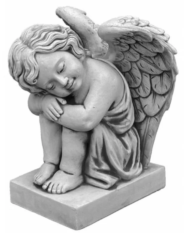 Preis Gesenkt Casa Padrino Scultura del Giardino Art Nouveau Angelo Grigio A. 57 cm - Elegante Figura Decorativa da Giardino in Pietra - Accessori per Decorazione del Giardino Art Nouveau