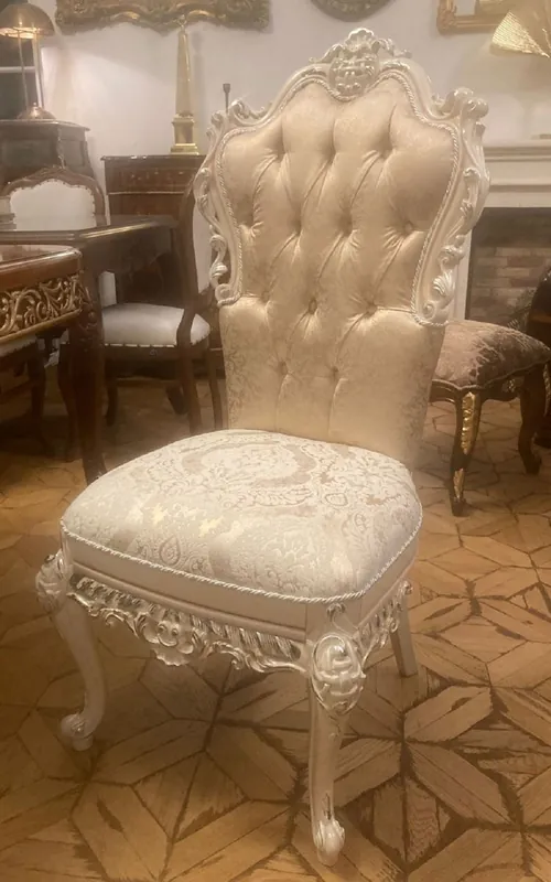 Preisknaller Casa Padrino sedia da pranzo barocco di lusso oro / bianco / crema - Magnifica sedia da cucina in stile barocco - Mobili da pranzo di lusso stile barocco - Mobili barocchi - Nobile e Magnifico