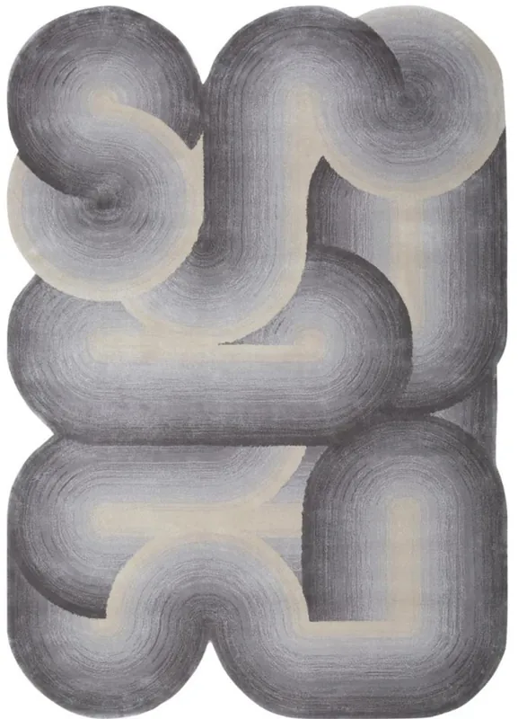 Casa Padrino tappeto di lusso grigio / nero / crema 160 x 230 cm - Tappeto rettangolare più ondulato per soggiorno - Tappeto per camera da letto - Qualità di lusso Neue Kollektion
