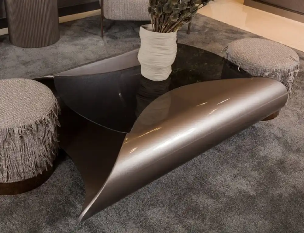 Casa Padrino tavolo da salotto di design di lusso grigio / nero 140 x 90 x A. 35 cm - Tavolo da soggiorno con piano in vetro - Mobili per soggiorno - Mobili per hotel - Mobili di design di lusso Versand Am Gleichen Tag