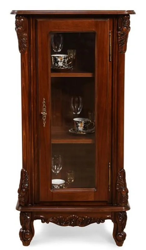 Sale Casa Padrino vetrina barocco di lusso marrone scuro - Magnifica vetrina in legno massello con porta in vetro - Mobili barocchi fatti a mano - Nobile e Magnifico