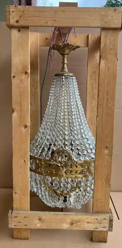 Casa Padrino lampadario barocco in cristallo ottone Ø 45 x A. 95 cm - Lampadario rotondo in stile barocco - Lampadario da salotto barocco - Nobile e Magnifico Neue Ware