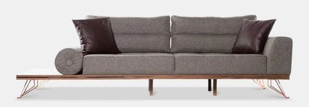 Casa Padrino divano di lusso grigio / marrone / rame 270 x 100 x A. 65 cm - Divano soggiorno con schienali regolabili - Mobili per soggiorno - Mobili per hotel - Mobili di lusso Must-Have
