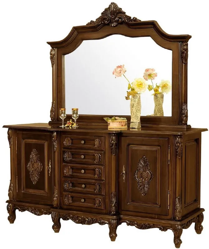 Heißes Angebot Casa Padrino credenza barocco di lusso con specchio marrone scuro - Mobili di lusso in stile barocco - Mobili barocchi - Arredi barocchi - Nobili e Magnifici