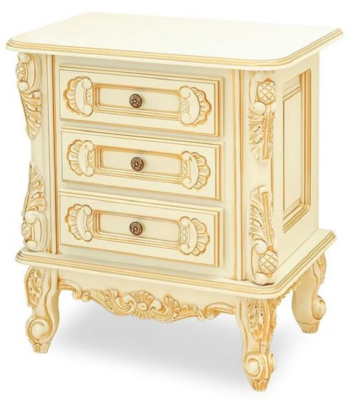 Jetzt Kaufen Casa Padrino comodino barocco di lusso crema / beige - Magnifico comodino barocco con 3 cassetti - Mobili da camera da letto di lusso in stile barocco - Mobili barocchi