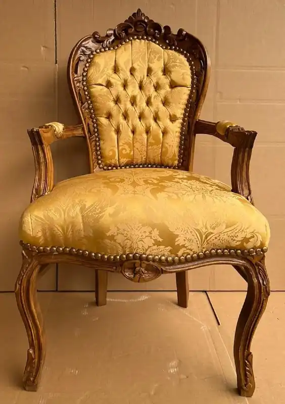 Casa Padrino sedia da pranzo barocco con braccioli oro / marrone - Sedia fatta a mano in legno massello in stile antico con motivo elegante - Mobili per sala da pranzo barocco - Mobili barocchi Finale Aktion