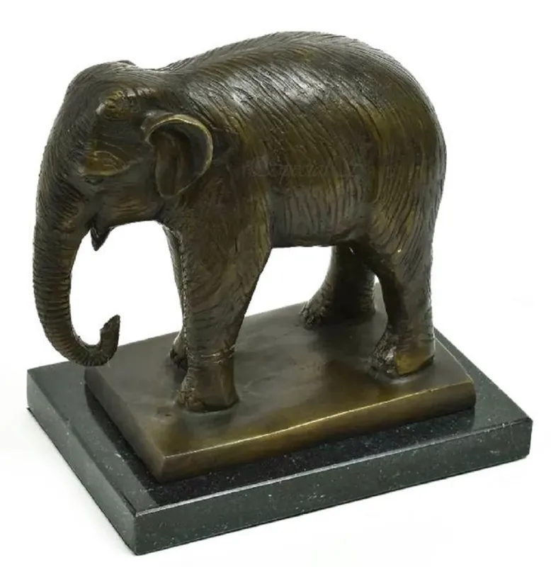 Casa Padrino scultura decorativa in bronzo di lusso elefante bronzo antico / nero 20 x 10 x A. 19 cm - Figura in bronzo con base in marmo - Figura decorativa - Decorazione da scrivania Sichere Zahlung