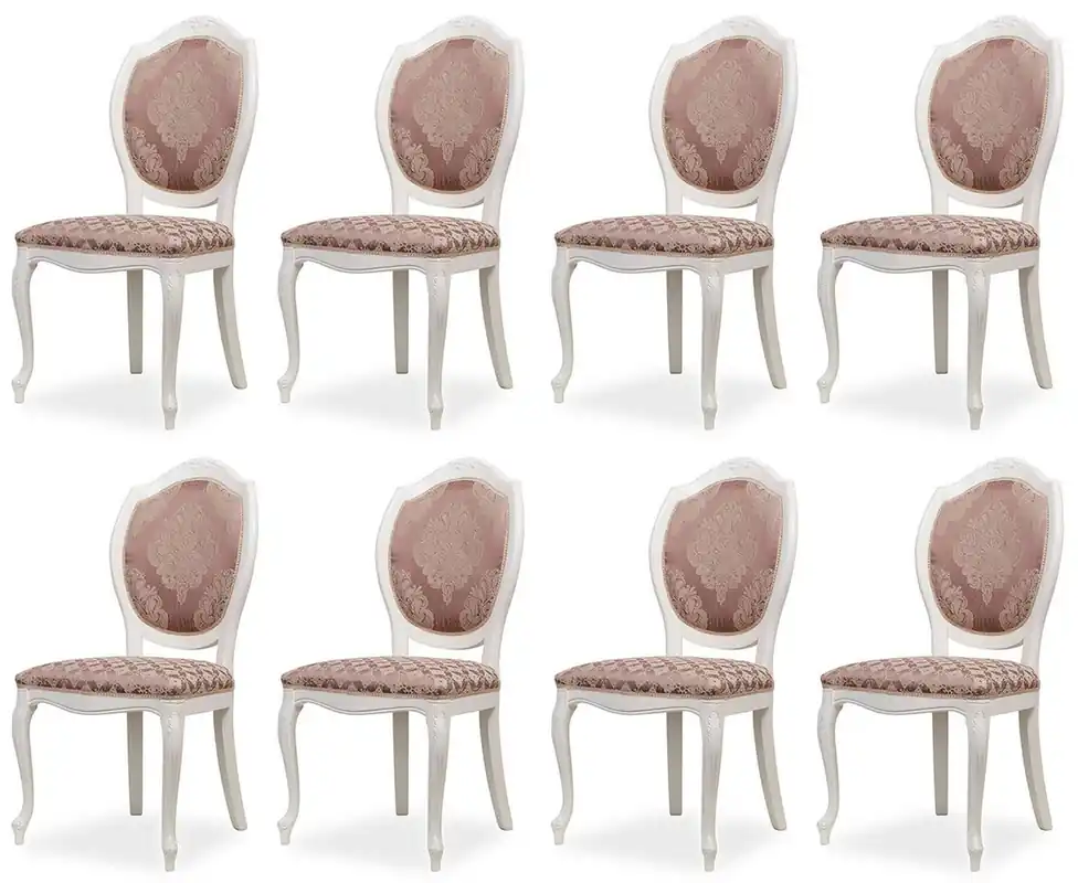 Rabatt Casa Padrino set di 8 sedie da pranzo barocco di lusso viola / beige / bianco - Sedie da cucina stile barocco - Magnifici mobili per sala da pranzo di lusso in stile barocco - Nobile e magnifico