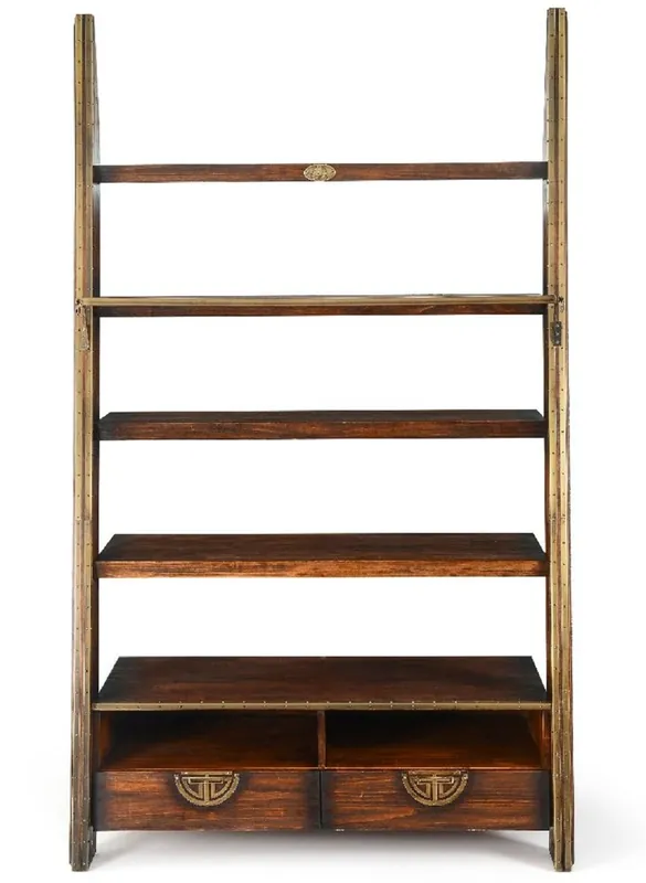 Bestseller Casa Padrino armadio scaffale in stile vintage di lusso marrone scuro / ottone 140 x 60 x A. 240 cm - Armadio per libri in legno massello - Mobile ufficio - Mobile in stile vintage di lusso